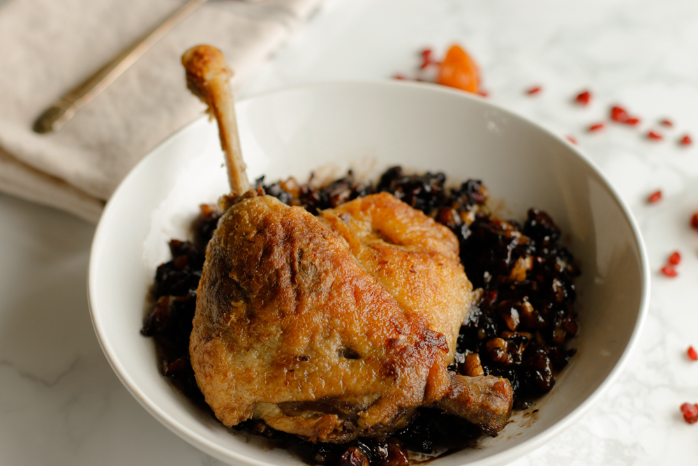 Duck confit is a must-have staple and is alway in my freezer ready to go. Duck confit makes for an easy yet decadent dinner. 