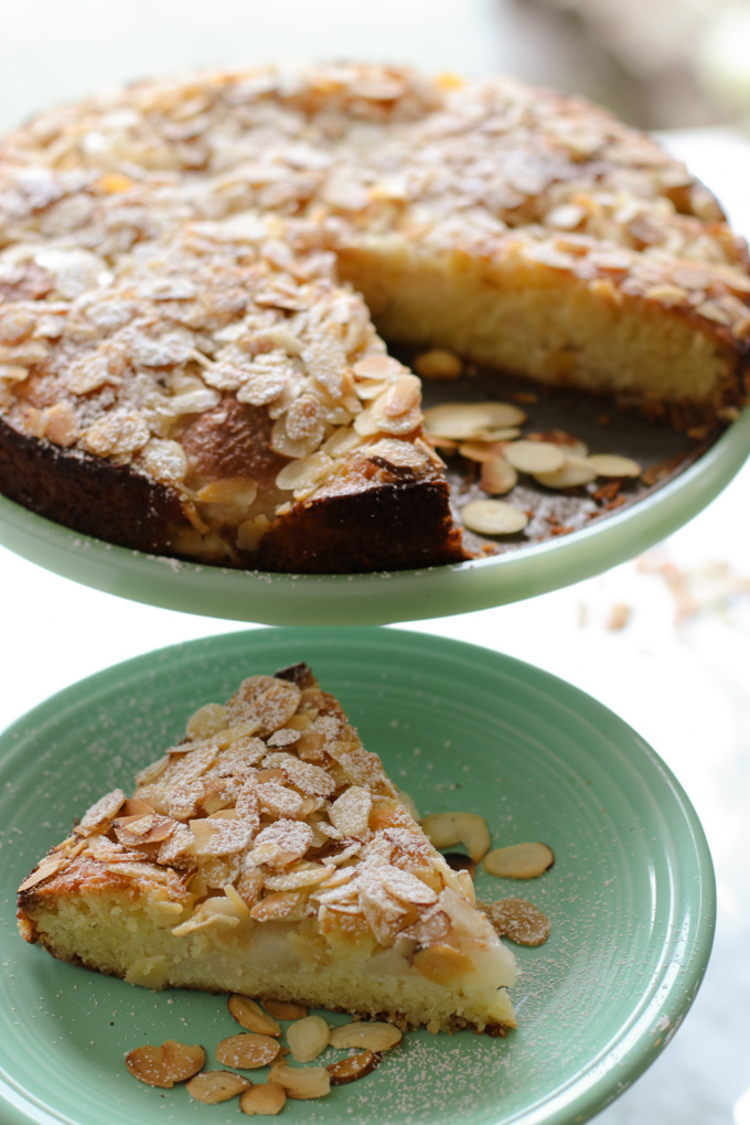 Pear and Almond Cake - An easy pear and almond cake recipe that is as gorgeous as it is delicious. We love this cake and make it often. Moist, light and tasty -- a perfect cake. | circleofeaters.com