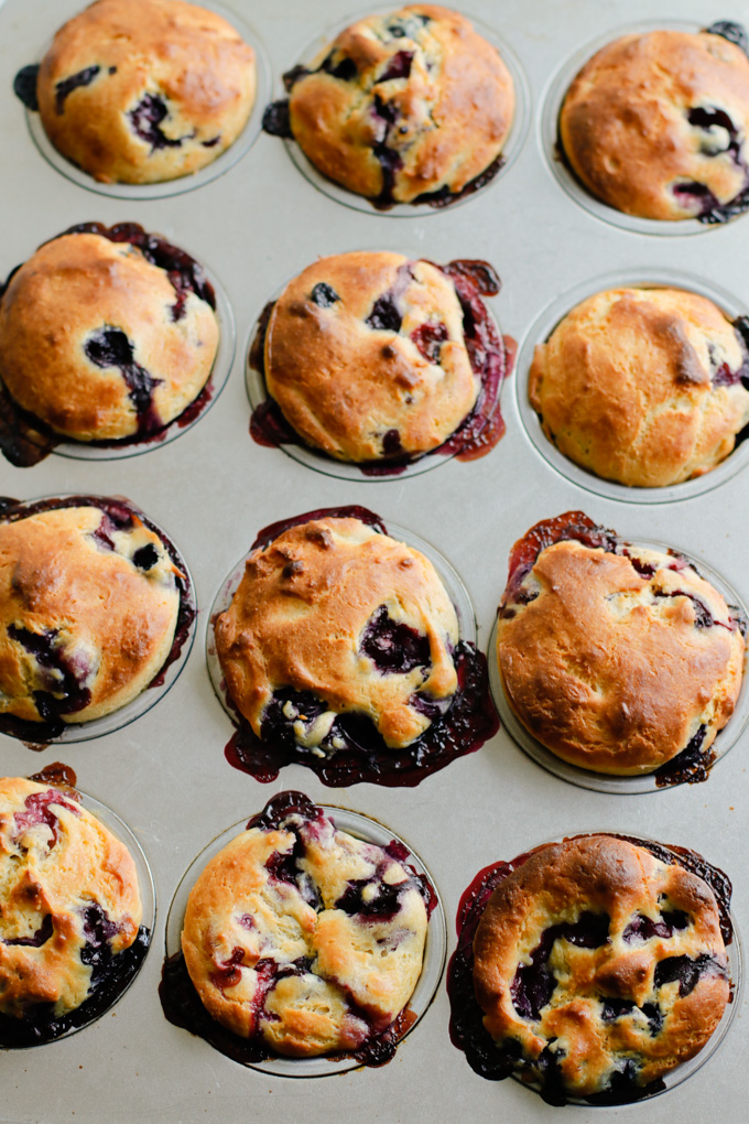 Super Moist Blueberry Sour Cream Muffins - Fast and easy blueberry muffin recipe that's bursting with blueberries and so moist! | circleofeaters.com