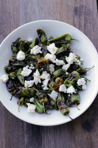 Padron Peppers with Feta - A perfect appetizer and great tapas. | circleofeaters.com
