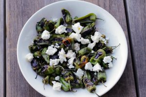 Padron Peppers with Feta - A perfect appetizer and great tapas. | circleofeaters.com